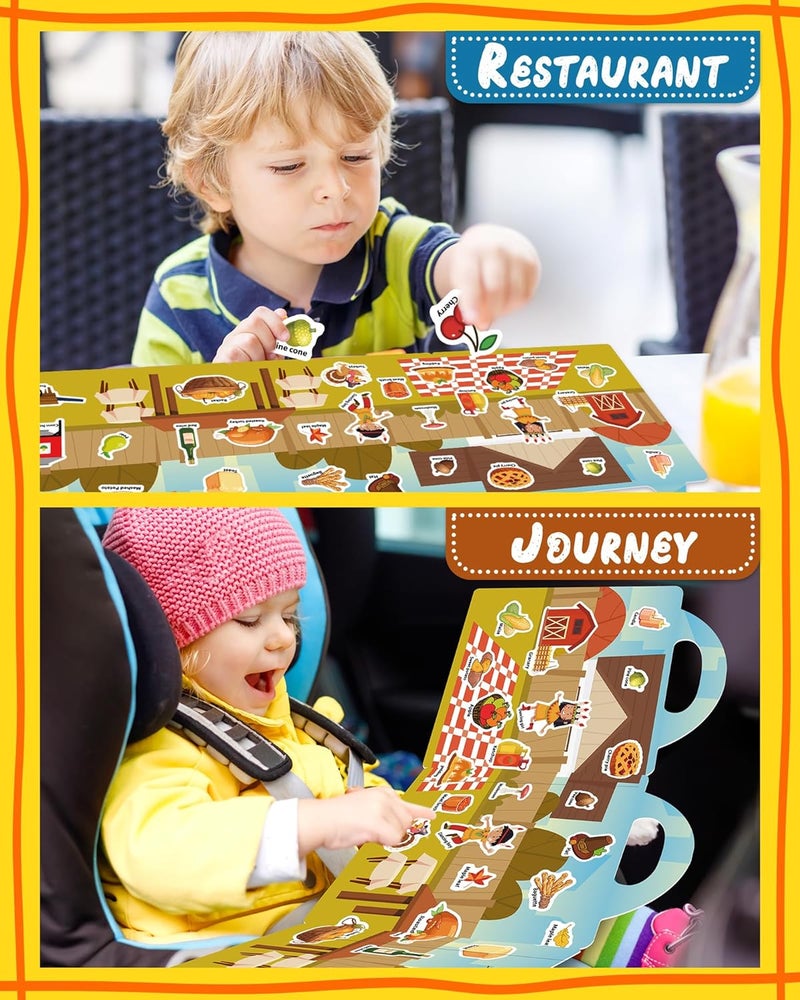 Benresive Reusable Sticker Books for Toddlers, Fun Travel Stickers for Kids, Toddler Sticker Book, Crafts Activities for Toddlers, 3 and Up Birthady Gifts - Thanksgiving - Image 3